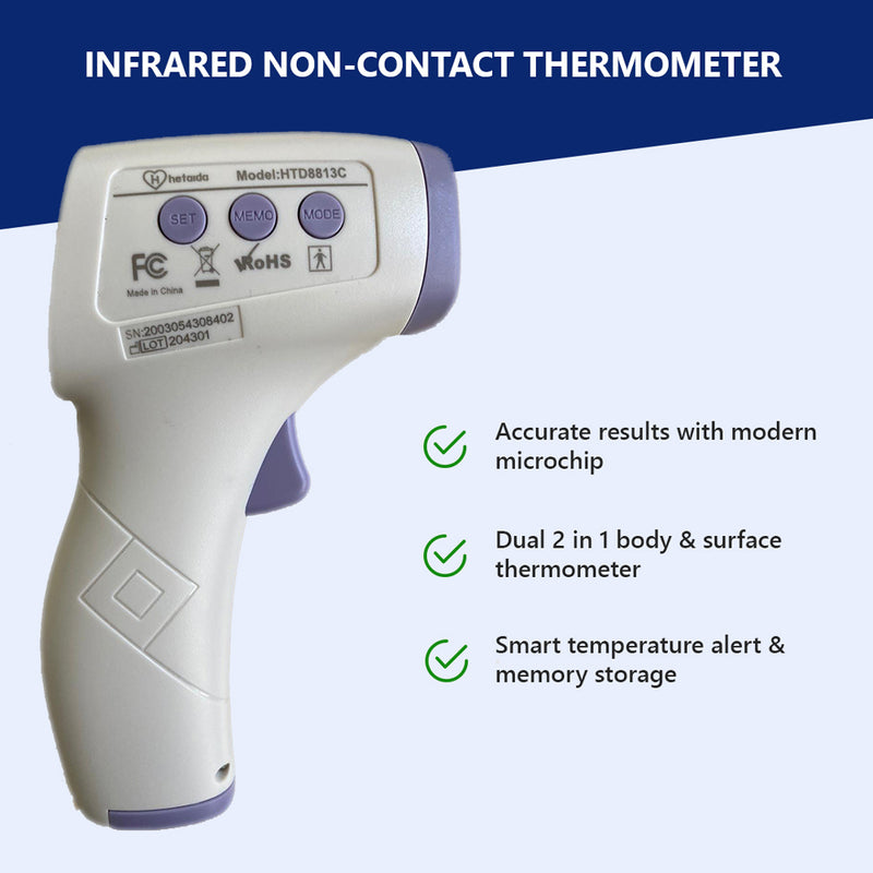 Digital Non-Contact Infrared Forehead Thermometer | Body & Surface Mode