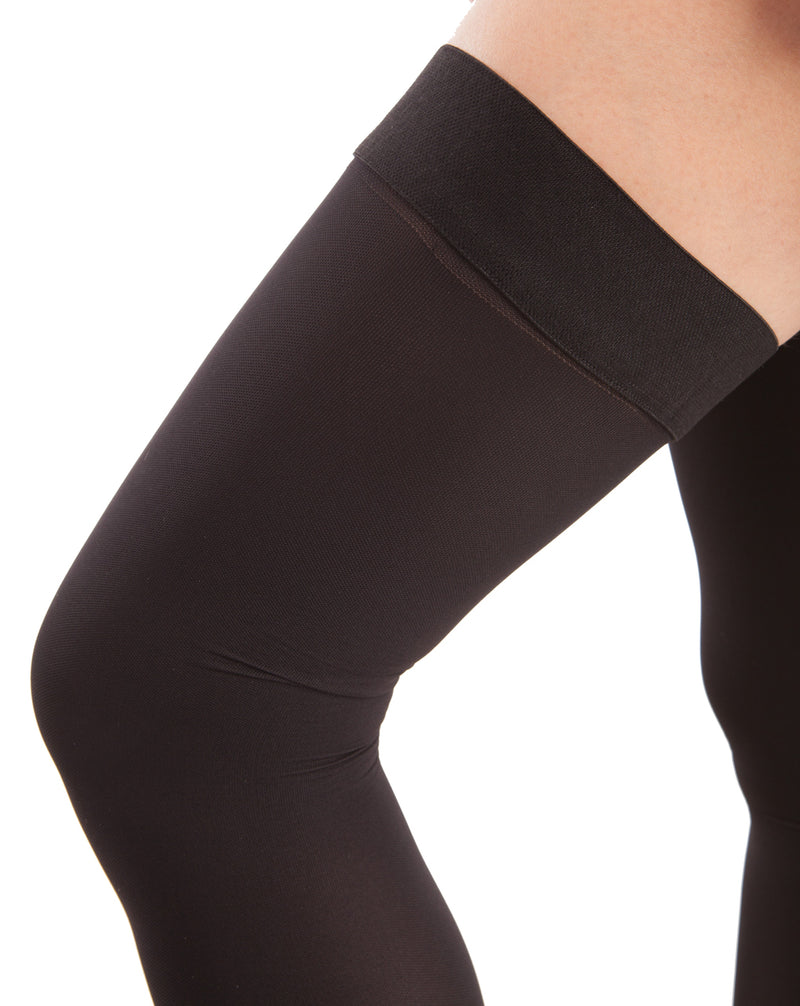 Open Toe Thigh High Black Compression Stocking