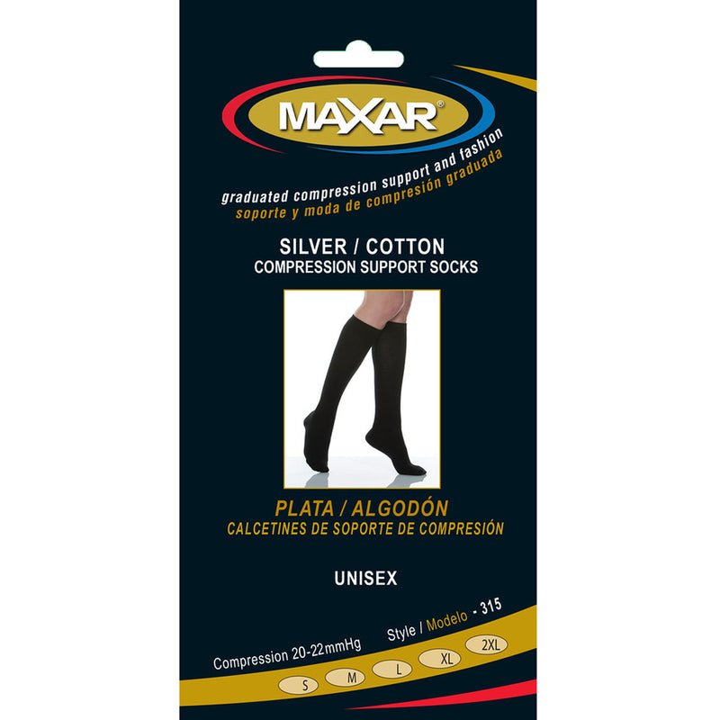 MAXAR Unisex Compression Support Socks (60% Cotton-8% Silver) (20-22 mmHg)